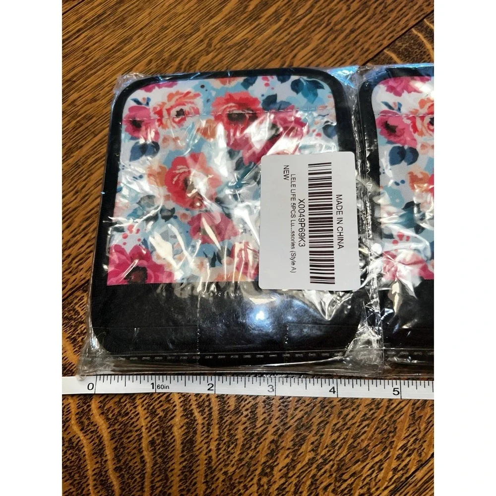 Set of 5 Floral Fabric Storage Pouches Coppy Aesthetic Travel Case Organizer